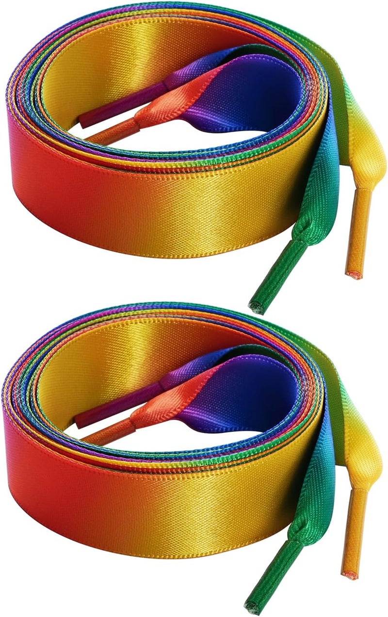 Marrywindix 2 Pairs 47" Flat Satin Ribbon Shoelaces Silk Shoestring Wide Shoe Laces for Sneaker Skate Shoes Boots Sport Shoes - Image 1